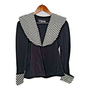 Vintage Chinelli Black White 8 Jacket Striped 80s